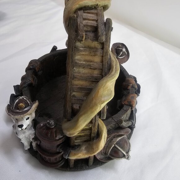 Firehouse Dalmatian Dog Fireman Firefighter Ladder Hose Basket W/ Handle Resin H - Picture 10 of 15